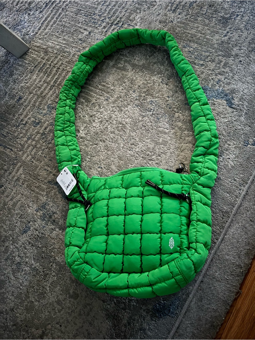 Free People Neon Green Quilted Puffer Shoulder Bag